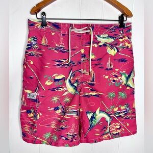 Polo Ralph Lauren Pink Hawaiian Fish Floral Swim Shorts Trunks